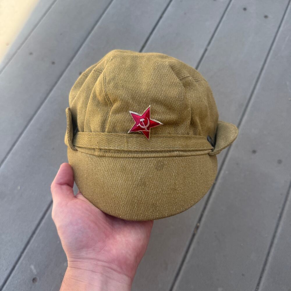 Men's Vintage 1970's Soviet USSR Afganka Military Afghan War Cotton Hat Cap 56